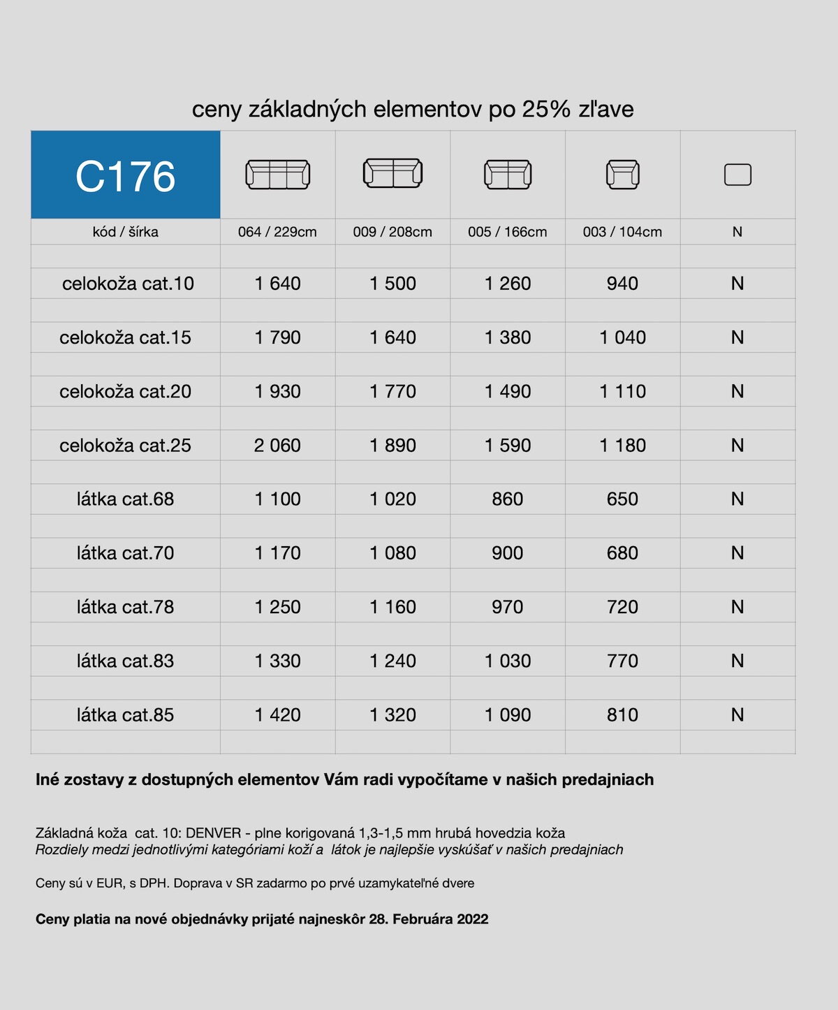 akciovy cennik vysokej sedačky C176